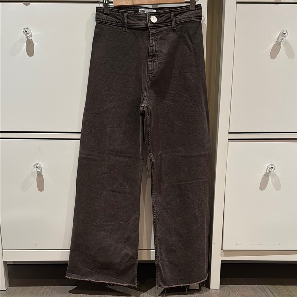 Zara Brown Wide Leg Pants with High Waist